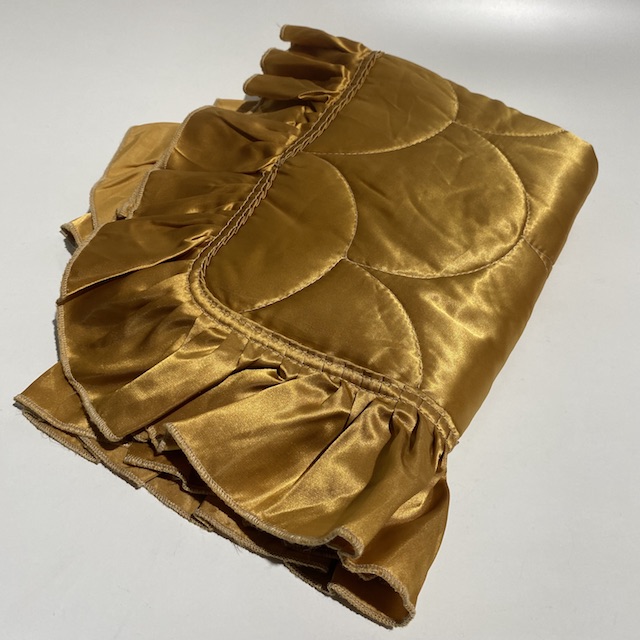PILLOWCASE, Quilted Vintage Satin w Frill Gold
